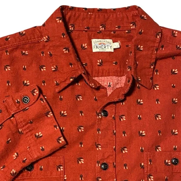 FAHERTY Brand Men's Red Floral Print Long Sleeve Button Up Shirt Size XL - Picture 5 of 7